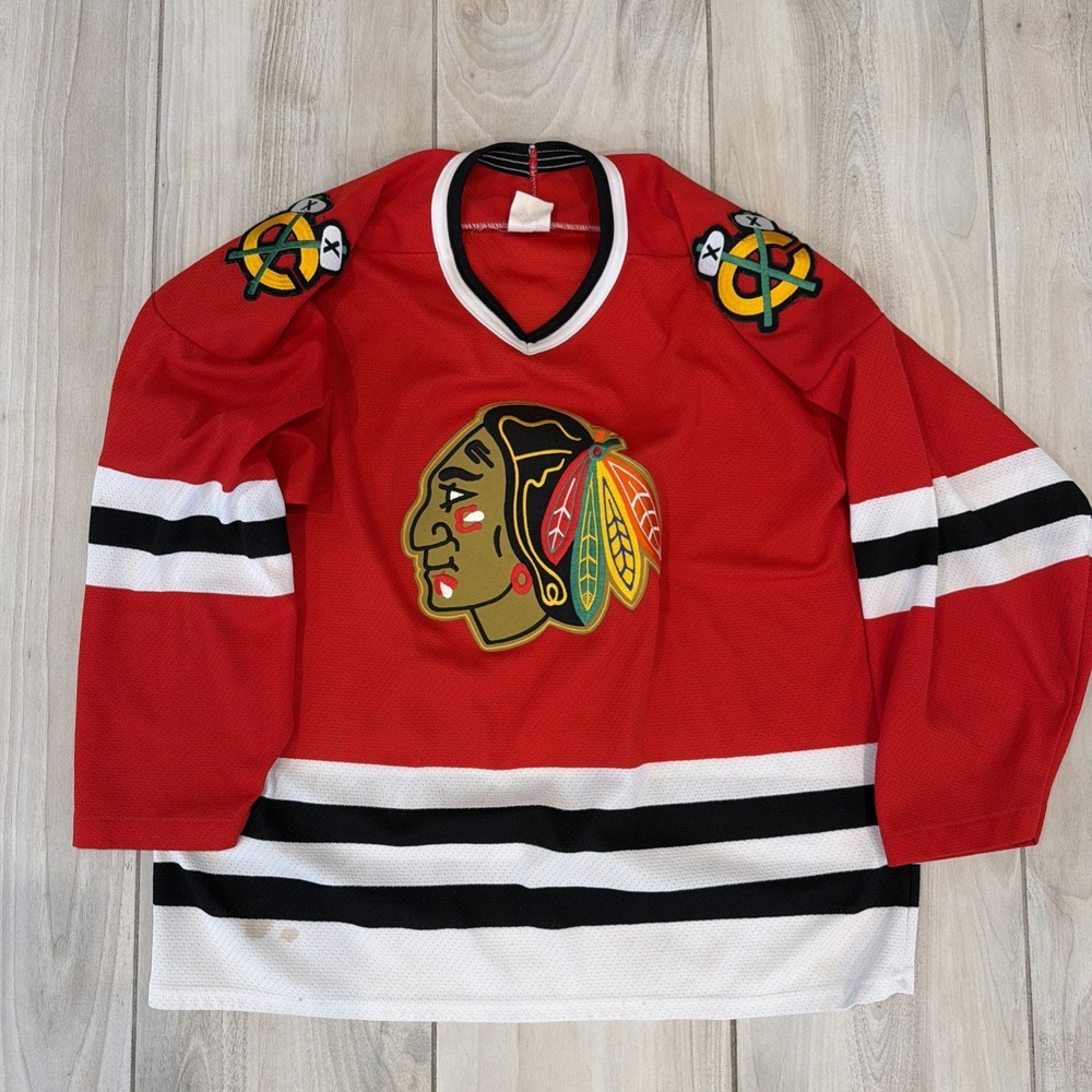 Vintage 90s CCM Chicago Blackhawks Stitched Sewn Jersey men's Large Maska